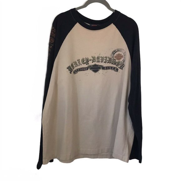 Harley Davidson XL Baseball Tee Cream and Black - Picture 2 of 6